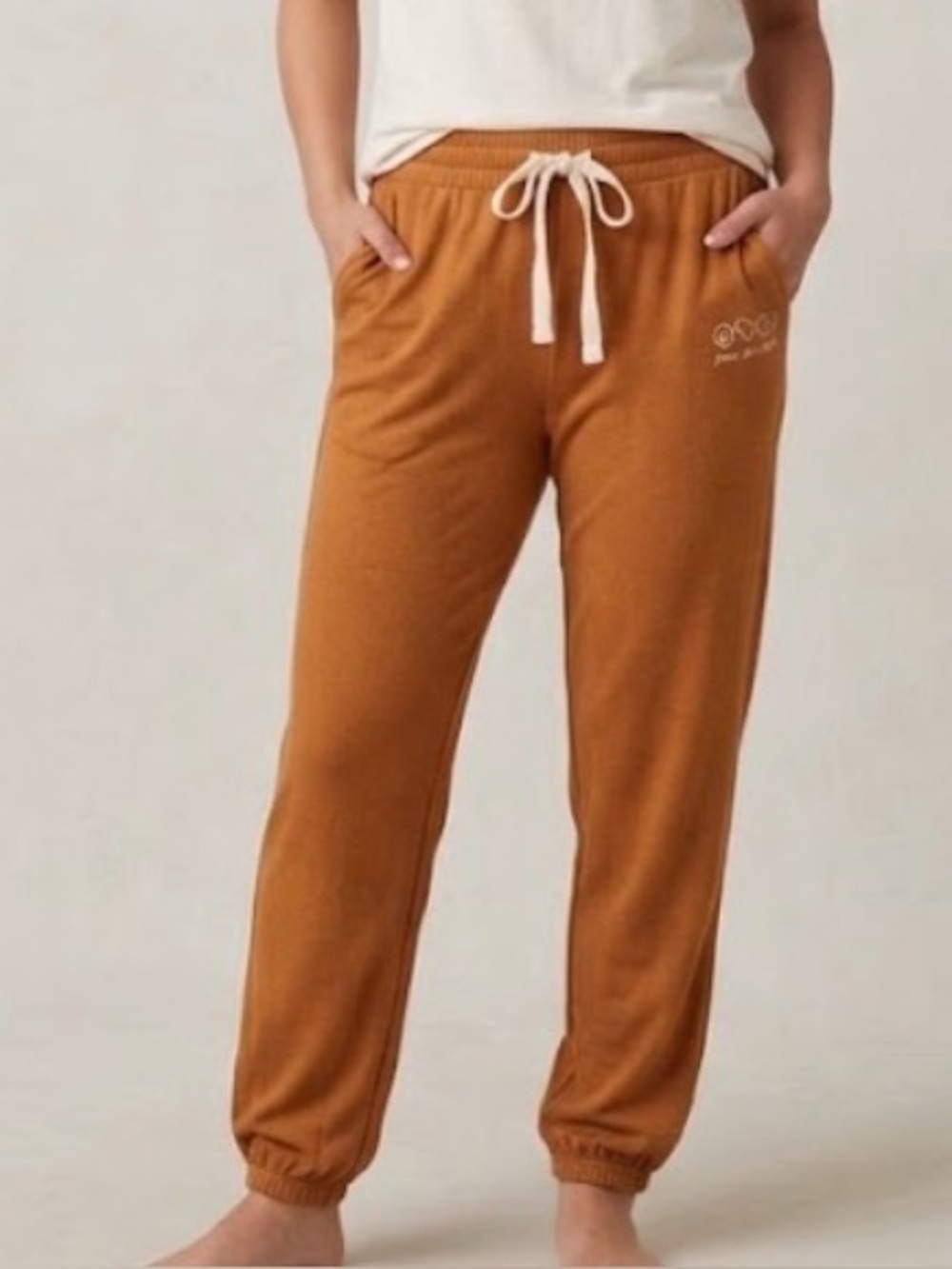 Peace Love World Petite Ankle Length Pull On Comfy Joggers Dune Size MP A718942